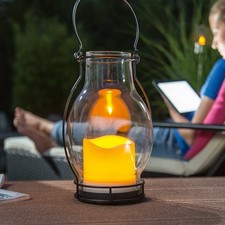 esotec Solar-Laterne DEKO DREAM Flackerlicht GLAS Solarleuchte für außen 102081