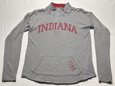 Indiana Hoosiers 1/4 Zip Pullover Sweatshirt Womens Size Small Gray NCAA