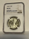 1943-S Walking Liberty Half Dollar 50c, NGC MS66+ (Plus). Blazing White Coin.