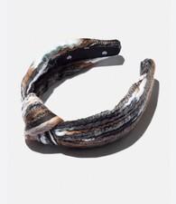 Lele Sadoughi NWT Knotted Mixed Yarn Headband Neutral Brown Grey With Bag