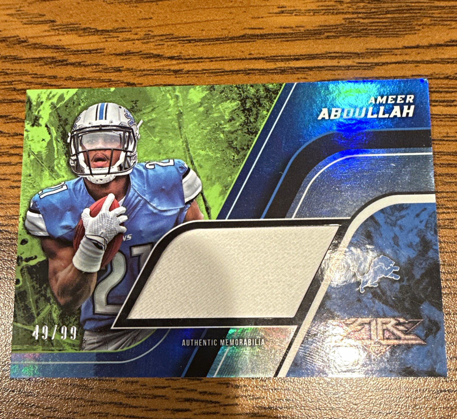 Topps 2015 Fire Ameer Abdullah Lions Fire Jumbo Relic 49/99 #FJR-AA