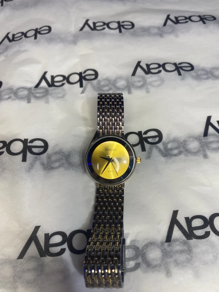 Reloj de cuarzo Fondini vintage - esfera amarilla Sunburst - sin probar Foto 2 de 4