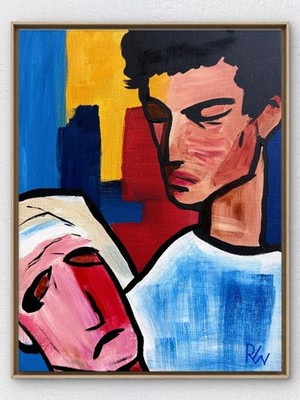 Original Expressionist Hand Painted 11x14 Acrylic Signed Canvas Wall Art Dying