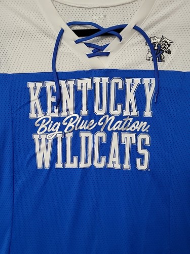 UK University Of Kentucky Wildcats Women's XL Jersey Blue & White Lace V-neck - Picture 2 of 4