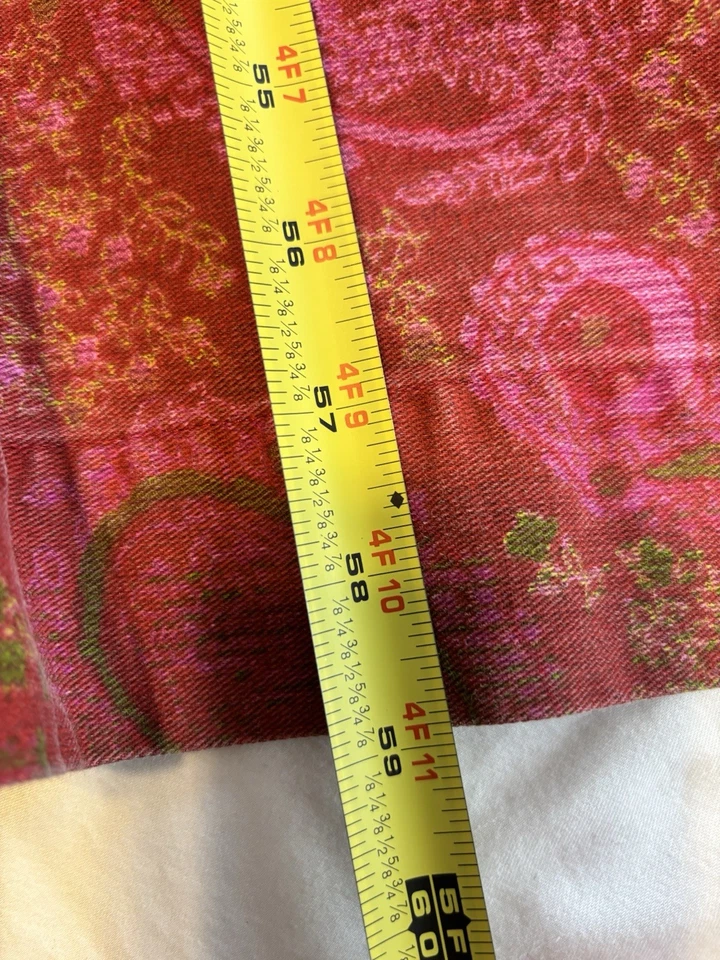 Crate & Barrel Christmas Paisley Tablecloth Red 1112 x 59” Seats 10 - 12 Cotton - Image 3 of 4