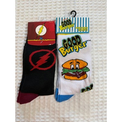 Bioworld Crew Socks Mens 6-12 Multicolor Flash & Good Burger 2 Pair Bundle NWT