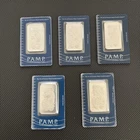 5x PAMP Suisse 1 oz .999 Fine Silver Bar Lady Fortuna in Assay Card