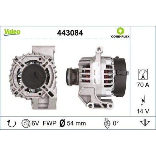 Alternateur Valeo 443084 Core-flex pour moteurs Opel et Vauxhall
