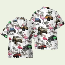 Jeep Cars And Flamingo Hawaiian Shir