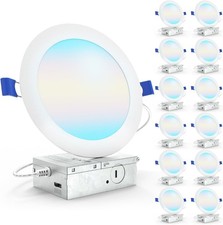 12 Pack 6 Inch LED Recessed Light, Canless Ceiling Lights Slim with Junction Box