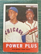 1963 TOPPS # 242 ERNIE BANKS & HANK AARON "POWER PLUS" (HOF) baseball card