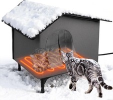 Heated Cat House for Outside, Extra Large Size Insulated Weatherproof Outdoor Ca