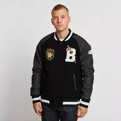 Billionaire boys Club Varsity Wool & Real Leather sleeves  bomber black Jacket