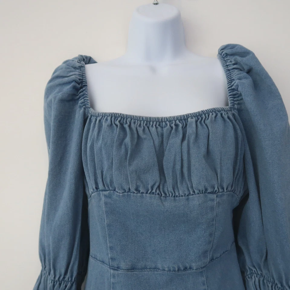 Missguided 牛仔牛仔连衣裙 US 4 方领西部 Rodeo 迷你乡村 — 第 2/4 张图片