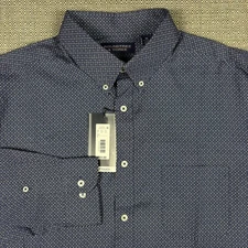 Roundtree & Yorke Men's Shirt XL Long Sleeve Blue White Daisy Flowers Soft New