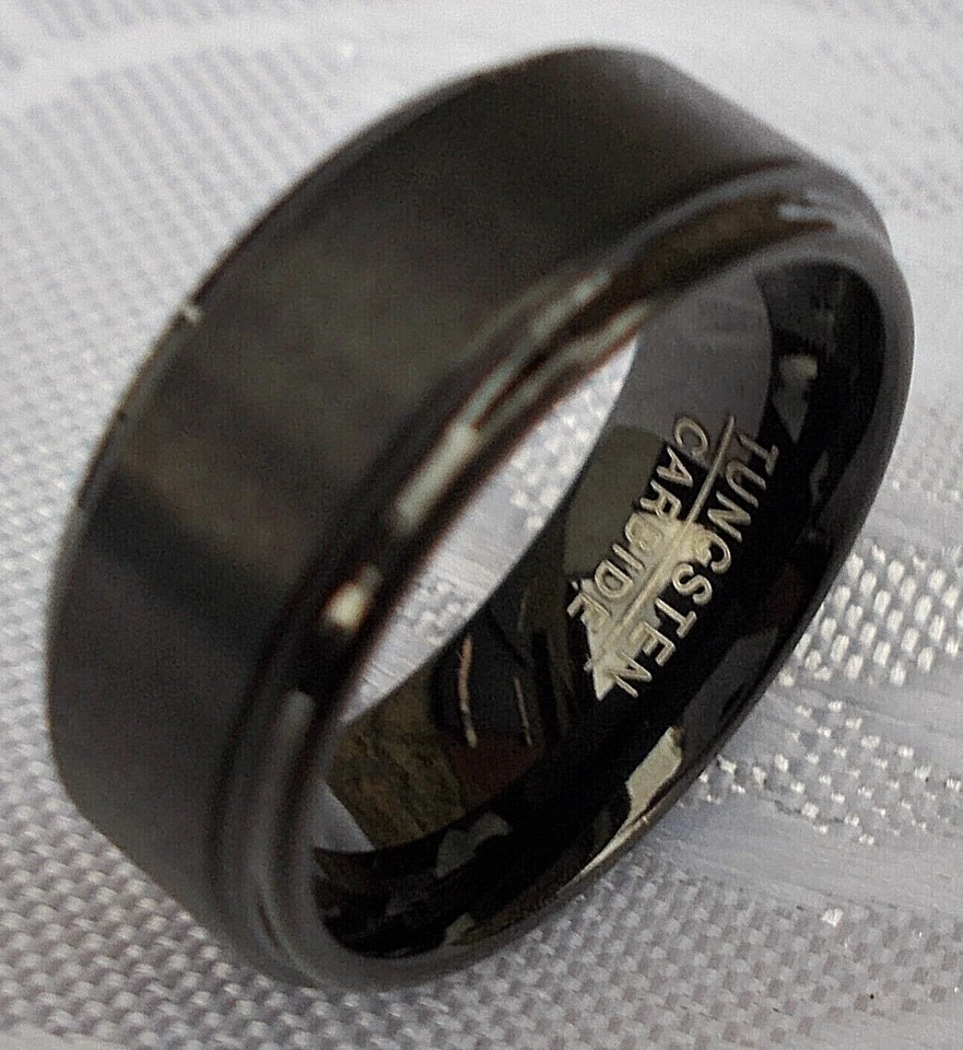 WOLFRAM/TUNGSTEN CARBIDE RING KRATZFEST SCHWARZ MATT 8MM BREIT 16MM - 23MM - Bild 2 von 4