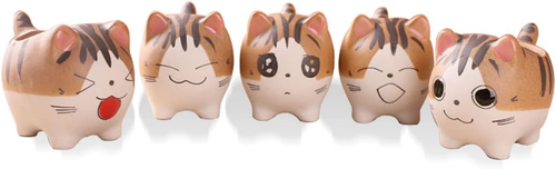 Mini Cute Cat Cartoon Ceramic Succulent Pots Planters with Drainage Hole for Sma