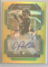 2022 Prizm Draft Picks Christopher Paciolla Gold Prizm Auto Autograph #4/10 Cubs