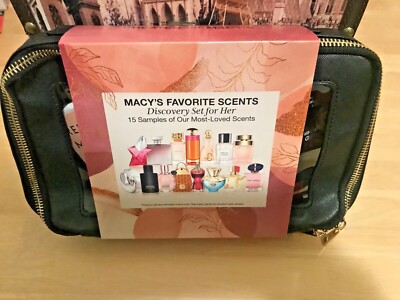 MACYS FAVORITE SCENTS 16pc SAMPLE SET w/TOILETRY BAG~Tom Ford BVGARI ARMANI V&R