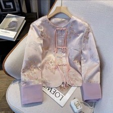 New Long Sleeve Coat Retro Jacket Traditional Chinese Style Buckle Short Tops