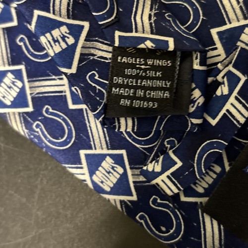 Indianapolis Colts NFL Licensed NFL Necktie Tie Silk Eagle Wings Football Blue - Picture 4 of 5