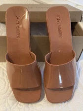 Steve Madden Womens Harlin Square Toe Slip On Heel Sandals  Size 9
