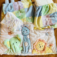 Vintage Lambs  Ivy Pastel Jungle Safari 4 Piece Crib Bedding Nursery Set