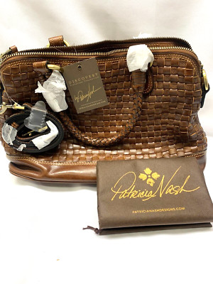 Patricia Nash Discovery Washed Woven Augusta Satchel-COGNAC *New