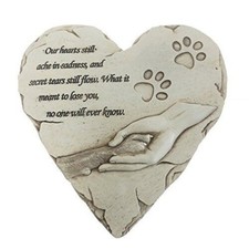 Heart Shaped Pet Memorial Stone Grave Marker for Dog or Cat Pet Dog Garden St...