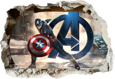 Marvel Avengers Captain America 3D Effekt Smashed Wandsticker Poster Z431