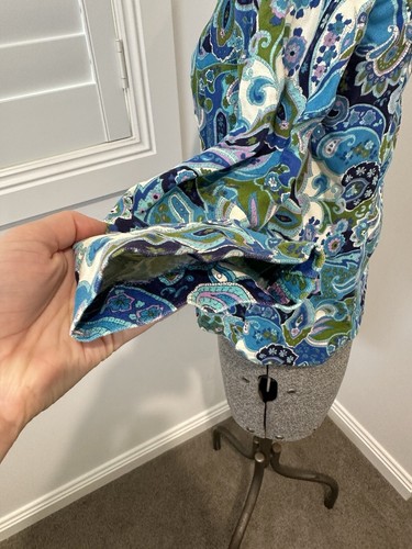Vintage Retro 70s Handmade Blue Green Paisley Women’s Shirt Top S M 10 - Picture 6 of 13