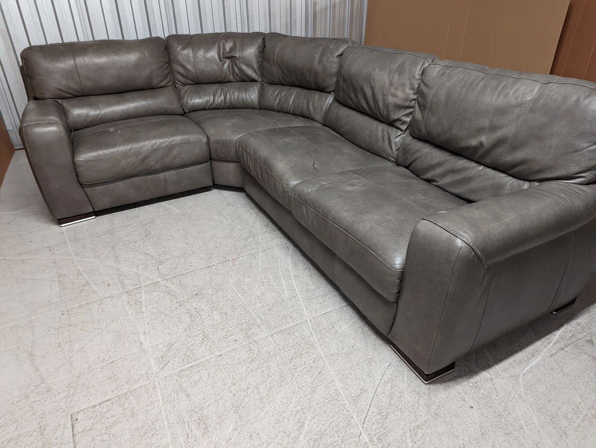 ScS Lucca Montefeltro Grey Leather Natural Feet 1 Corner 3 Sofa RRP 3199.99