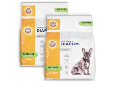 2-Pack Arm & Hammer Disposable Wraps for Male Dogs Medium 15-23