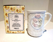 Precious Moments 1994 Two Girls Having Tea Coffee Mug 340359 Orig Box 4.25"