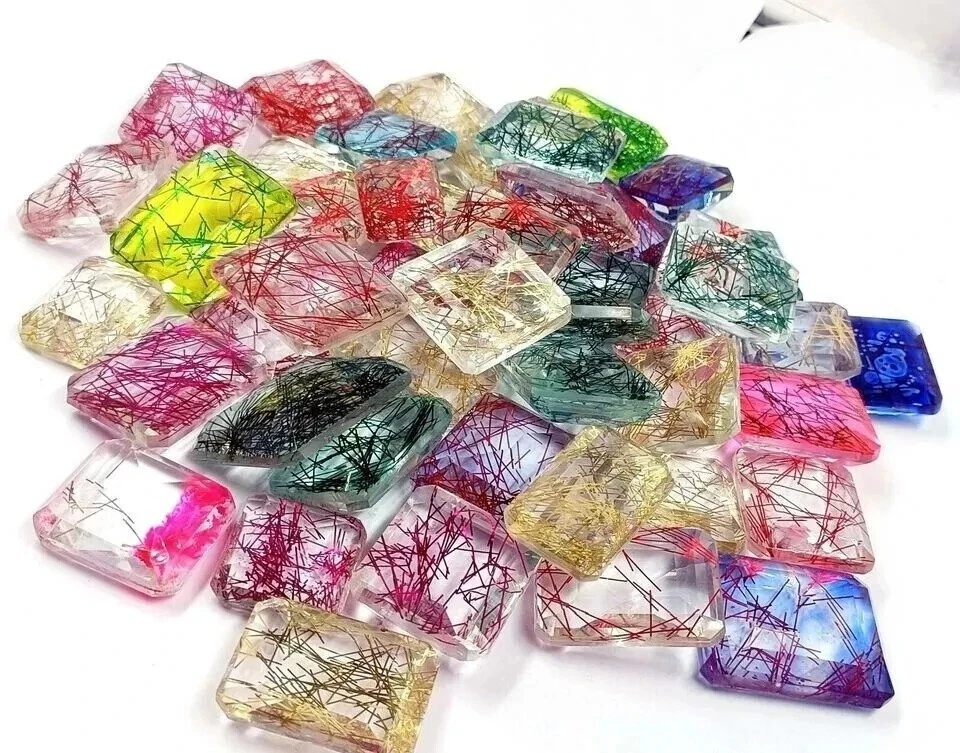 1500 Ct A+Natural Certified Mix Cut Multicolor Rutilated Quartz Loose Gemstone - Image 3 of 4