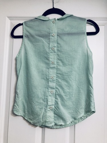 ASOS Mint Green Cut Out sleeveless Top Peter Pan Collar 2 XS - Picture 3 of 5