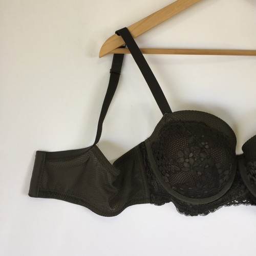 City Chic Boudoir Bra Size 16C Olive Green Lace Mesh Side light Padding - Picture 9 of 19