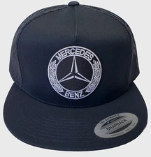 Mercedes Benz Embroidered Patch Trucker Hat/YP Classics 6006 Black/Black 