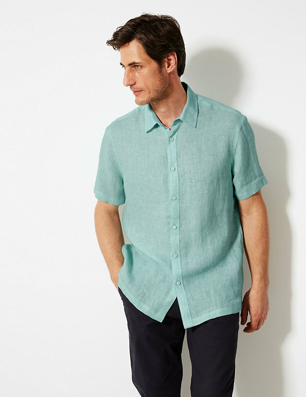Men's Shirts Blue Harbour Pure Linen Relaxed Fit Shirt Top Shirt Men's