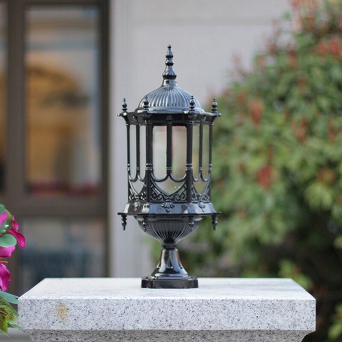 Black Pillar Light Modern Lantern Garden Lighting Outdoor Yard Gate Post Lamp - Picture 5 of 7