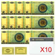 One Bitcoin 10pcs in Shell Gold Foil Plastic Banknotes Souvenir Holiday Gift