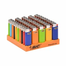 BIC Small Mini Solid - 12 Lighters - Long Last - Assorted Pink Blue Green Black