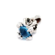FLEUR DE LIS BLUE CZ 925 STERLING SILVER GOTHIC BIKER ROCKABILLY PENDANT DB-082