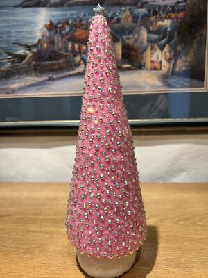 Rosa handgefertigte 1 Fuß Weihnachtsbaum Nadel gefilzt mit Kristallen