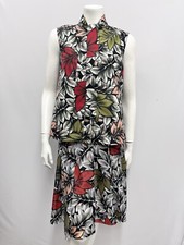 Marni Skirt Top Set Flowers Floral Black Silver Red Coral Green Size 40