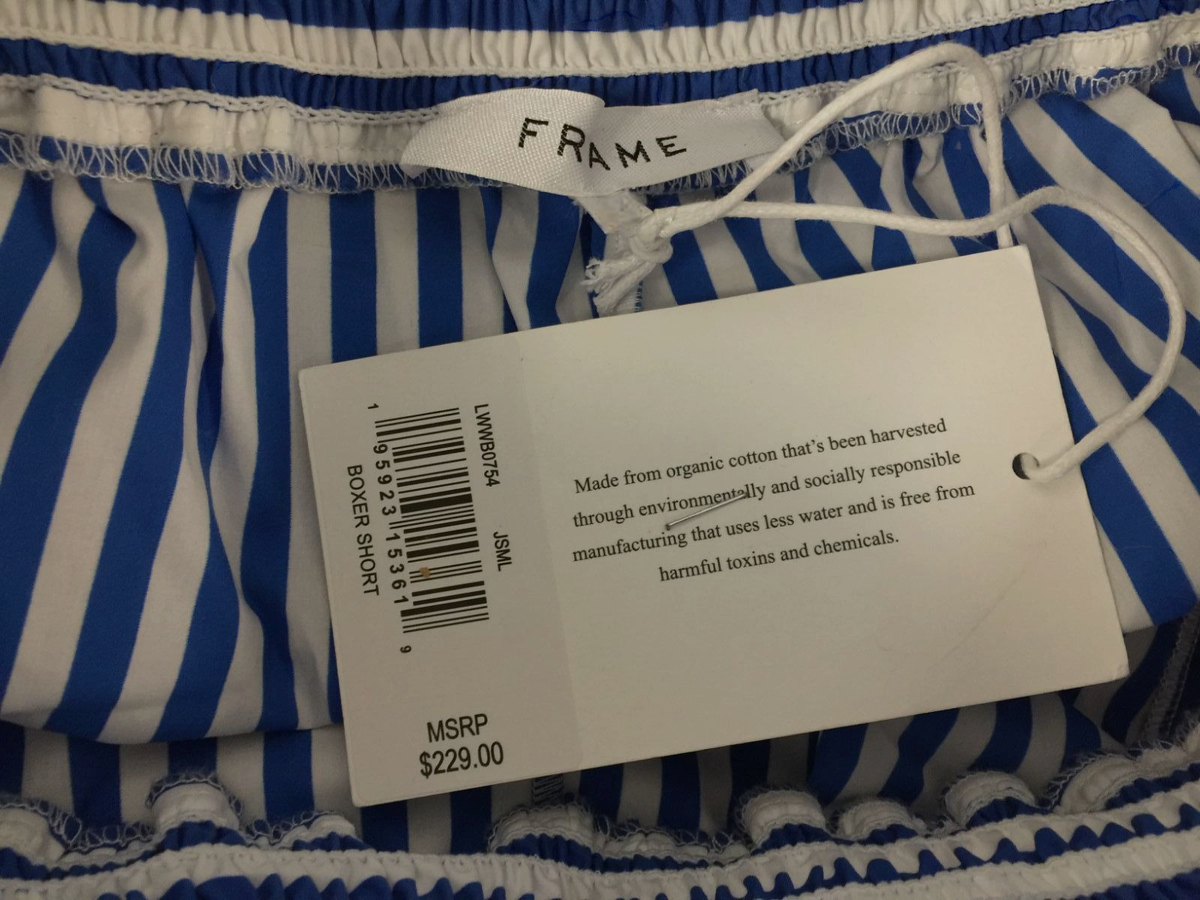 $229 Frame Women's Blue Stripe Cotton Boxer Shorts Size XS | eBay
