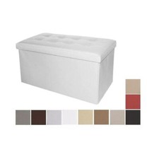 PUFF POUF CONTENITORE ECOPELLE PANCA BAULE IMBOTTITO BOTTONI TRAPUNTATO