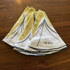 Lot 4 Vera Newman ROUND Green/ Yellow flowerNapkins Ladybug Gently Used GC