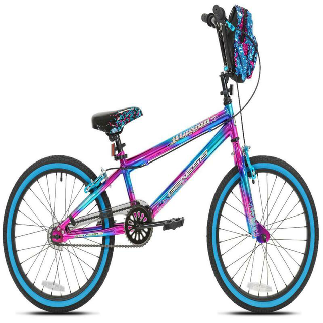 Genesis 92085 Illusion Girls BMX Bike With Sequin Front Bagpurple 20