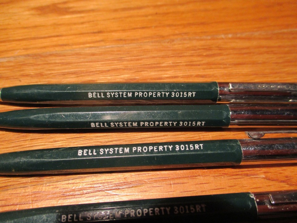 Vintage Bell System Property Ball Point Pens 3015rt Waterbury Set Of 7